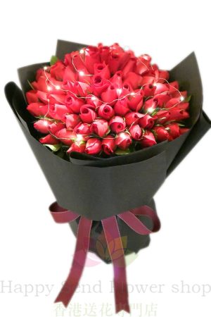 Christmas Sparkling Bouquet: Send Wife Wedding Anniversary Bouquet-LED101 Roses Bouquet