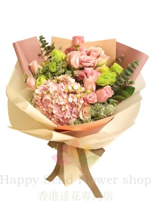 Pink Rose and Pink Hydrangea Korean Bouquet