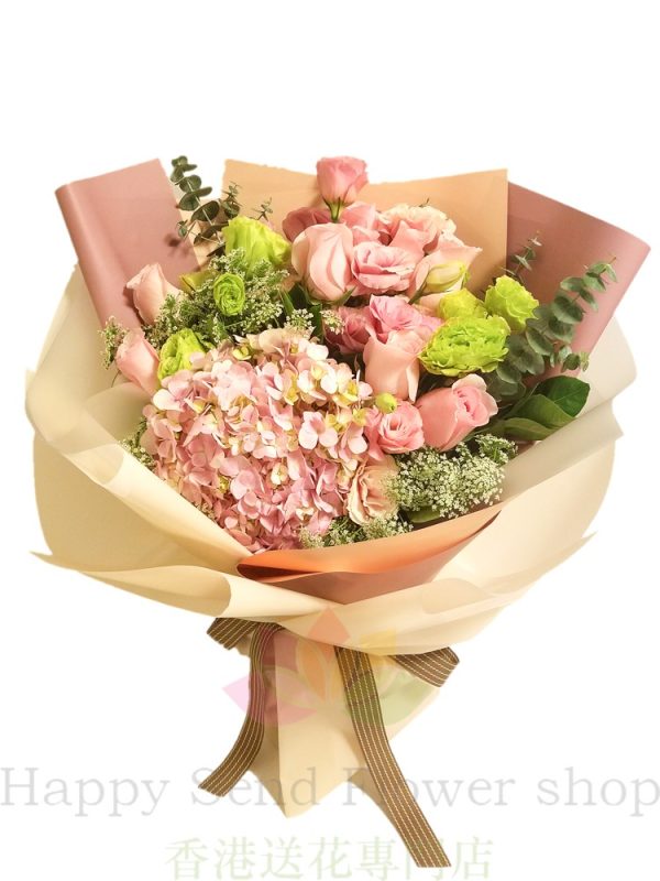 Pink Rose and Pink Hydrangea Korean Bouquet