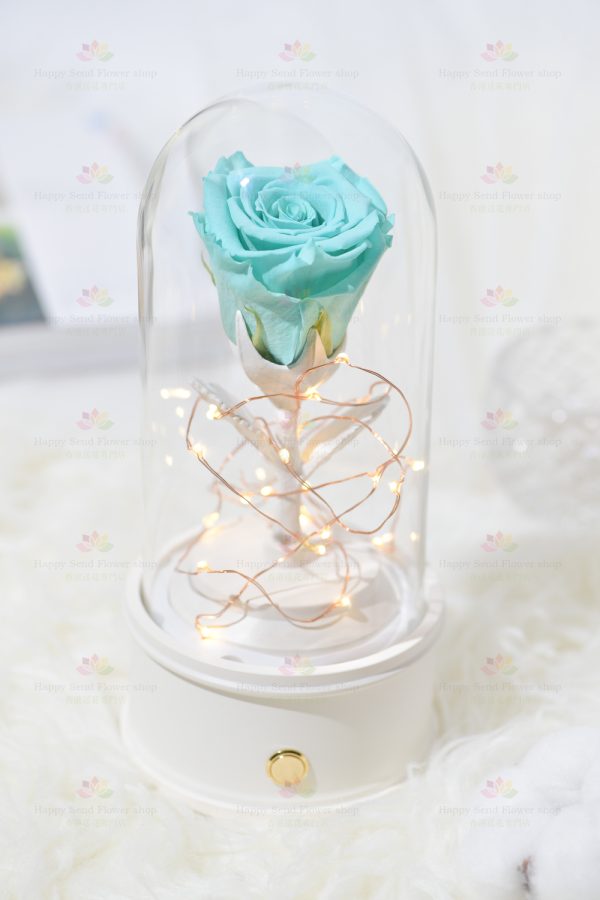 Preserved flower single rose bluetooth speaker (sea blue)