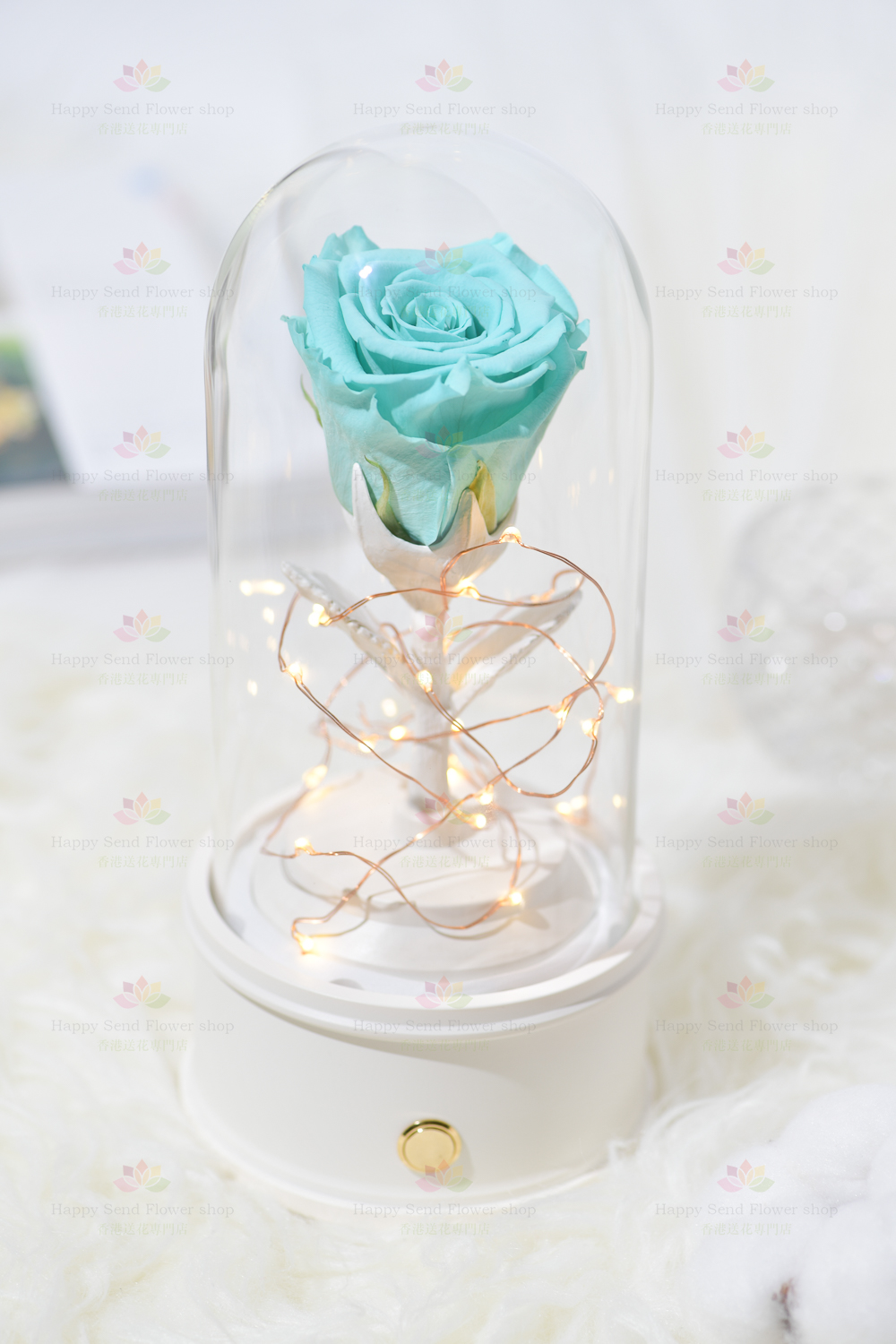 Preserved flower single rose bluetooth speaker (sea blue)