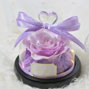 Wholeheartedly Preserved Flower Rose Decoration (Light Purple with Light) (2021 Valentine's Day Bouquet Series)