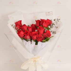 Eternal promise (19 red roses, eucalyptus) (imported roses)