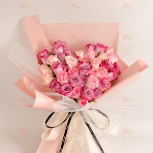 I love you (pink purple rose) (50 stems imported mixed color pink, purple rose)
